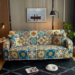 Boho Pattern Universal Sofa Cover Dust Proof Slipcover For Sofa 1/2/3/4 Seater Stretch Full Wrap Coushion Cover
