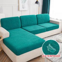 Jacquard Water Resistant Seat Cushion Cover Elastic Grey Sofa Cover For Living Room Furniture Protector For Pets Kids Removable