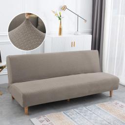 Polar Fleece Fabric Armless Sofa Bed Cover Solid Color Without Armrest Big Elastic Folding Furniture Home Decoration Bench Cover