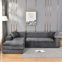 1 Piece Velvet Fabric Sofa Covers Elastic Sectional Couch Cover L Shaped Sofa Case Armchair Chaise Lounge Case For Living Room