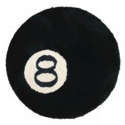 Simulation Billiards 8 Ball Rug Round Tufting Soft Chair Pad Anti-slip Bath Floor Mat Kids Bedroom Retro Black No. 8 Carpet Drop