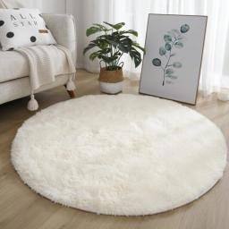 Fluffy Rug Carpet Large Living Room Long Hair Bedroom Tie-dye Blended Decoration High Velvet Mat Plush Round Round