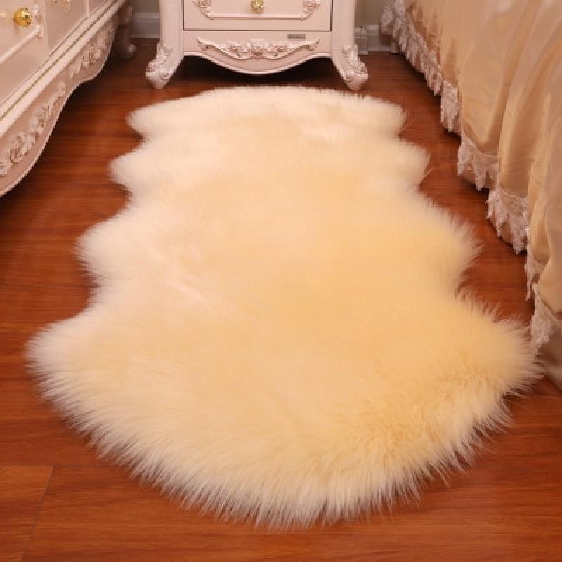 2023 New Plush Soft Sheepskin Bedroom Carpet Imitation Wool Pad Long Hair Bedside Mat Sofa Cushion Rugs Living Room Fur Carpet
