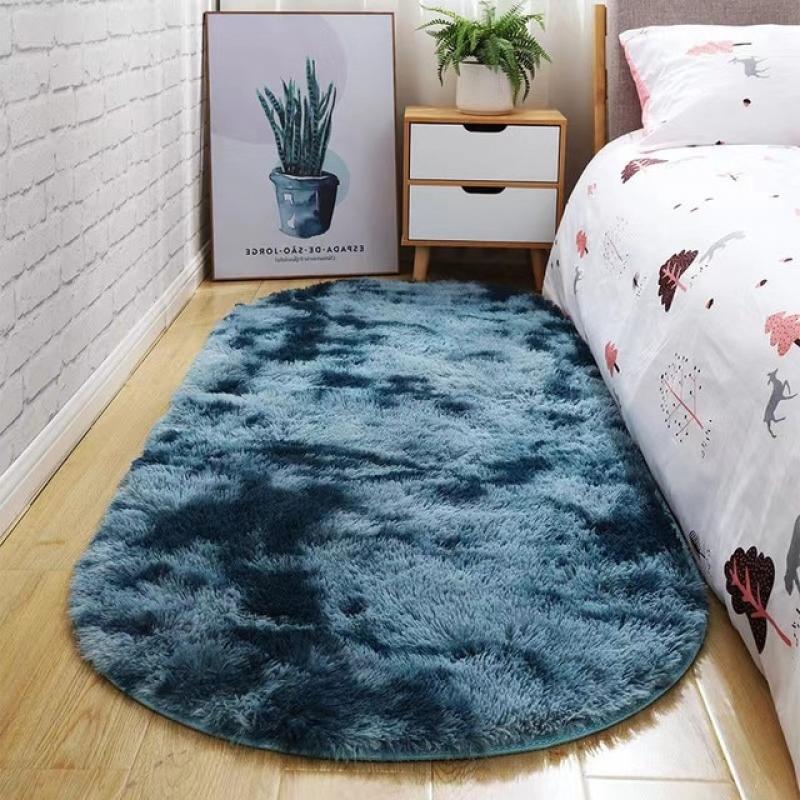 Oval Carpet Home Living Room Bedroom Carpet Large Size Rugs Plush Fluffy Carpet Home Decor Bedside thickened Tie Dye Carpet