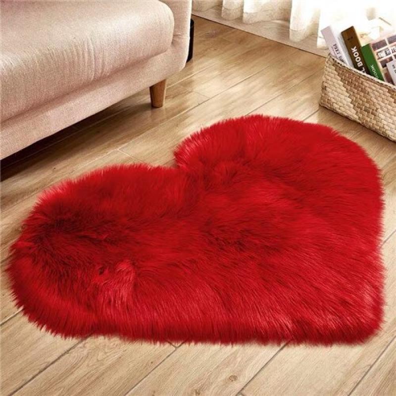 large size Love Heart  Rugs Artificial Wool Sheepskin Hairy Carpet Faux Floor Mat Fur Plain Fluffy Soft Area Rug Tapetes