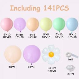 141Pcs Daisy Balloon Garland Arch Macaron Candy Colored Balloon Girls Princess Birthday Party Wedding Decor Baby Shower Supplies