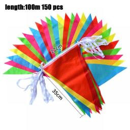 50/100M Multicolored Triangle Flags Bunting Party Banner Triangle Garland For Kindergarten Home Garden Wedding Shop Street Decor