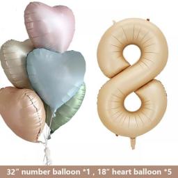 Retro Blue Heart Balloons Air Happy Birthday Baloons 1 2 3 4 5 Babyshower Number Foil Balloon Helium Baby Shower Kids Globos 1st