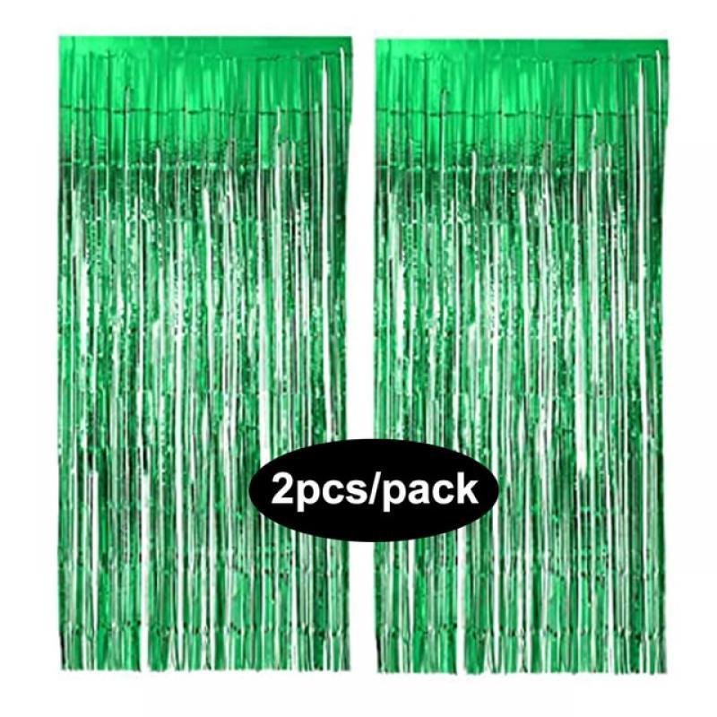 2 Pack Foil Curtain Silver Black Gold Rose Gold Glitter Shimmer Fringer Curtains for Birthday Wedding Party Backdrop Decorations