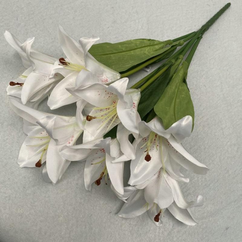 Simulated Bouquet Lily Lilies Home Outdoor Pastoral Display Decorative Fake Flowers Wedding Arch Flower Arrangement Silk Flower