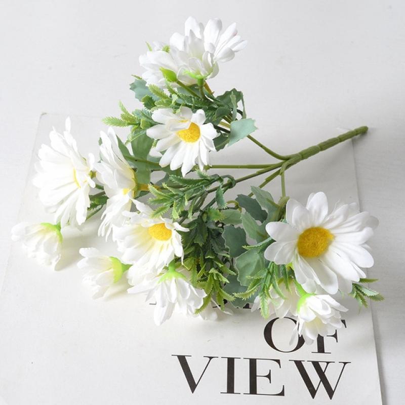 Artificial Flower Sun Chrysanthemum Raw Silk Small Bouquet Daisy New York Aster Home Wedding Hotel Ornamental Flower