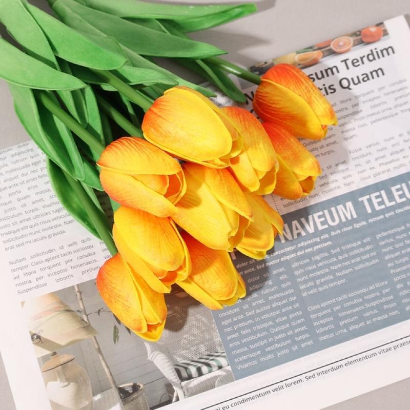 10/5/1pcs Tulip Artificial Flower Bouquet Floral Color PU Silicone Lifelike Fake Flowers for Wedding Ceremony Home Garden Decor