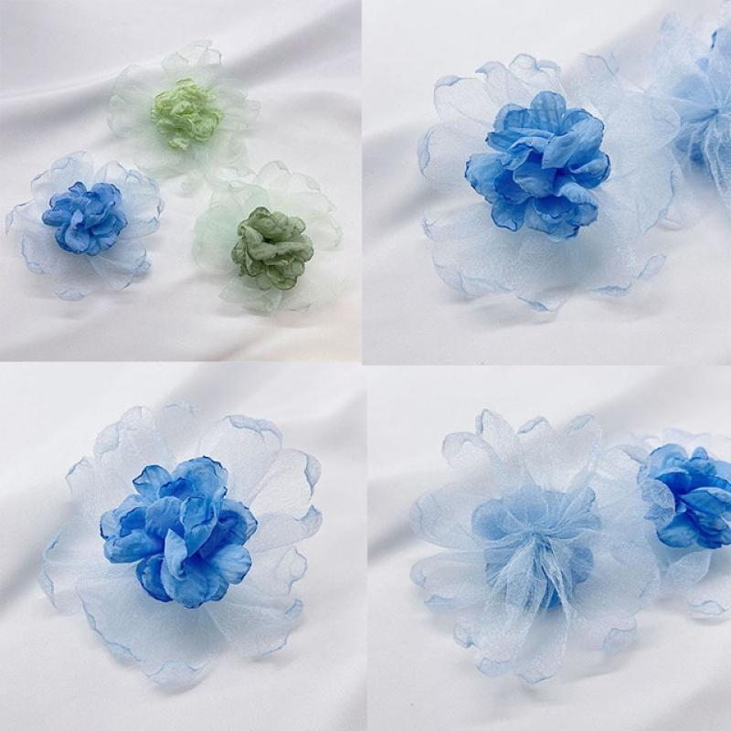 Oversized Organza 10cm Flowers Handmade DIY Jewelry Flower Chiffon Burnt Trim Flower Accessories Headwear Brooch Accessories