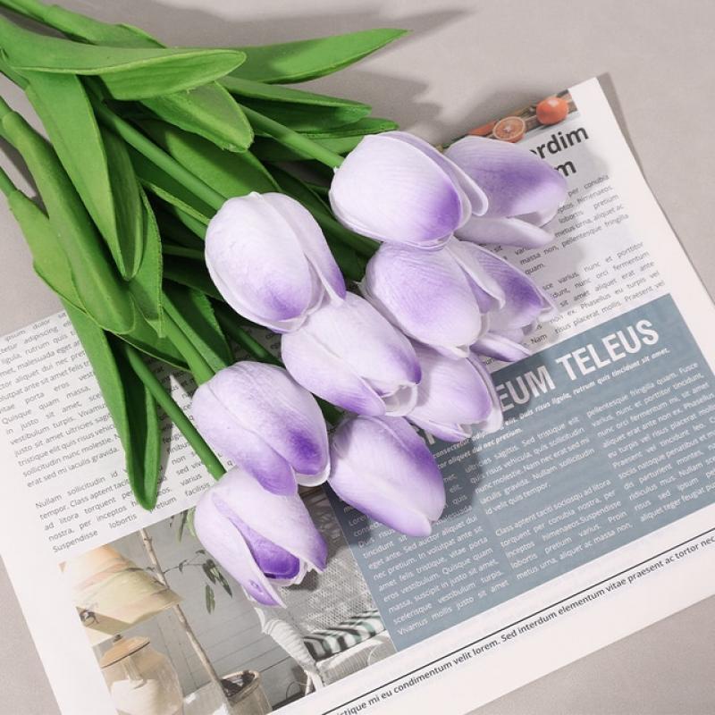 Artificial Flowers PU Tulips Lifelike Fake Flower Bouquet Floral for Wedding Party Decor Supplies Home Garden Ornament Gifts