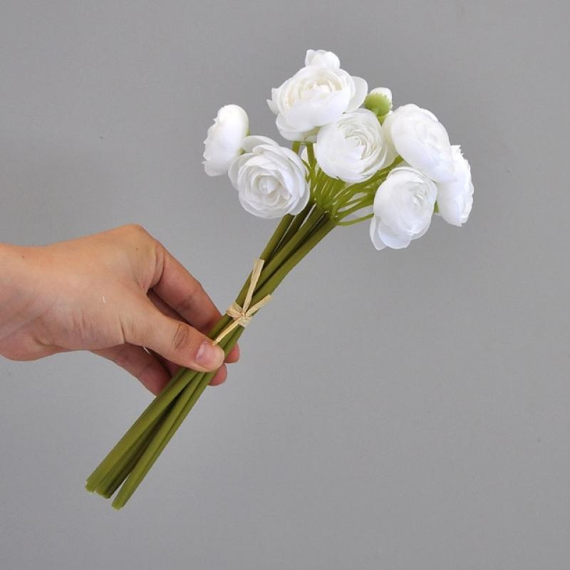 Hot selling Lotus simulation flower 6 head holding bouquet wedding simulation flower bridesmaid holding flower home decoration