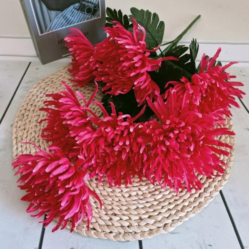 7Head Artificial Flower Chrysanthemum Bouquet Home Outdoor Garden Decoration Cemetery Garden Decoration Worship Supplies Bouquet