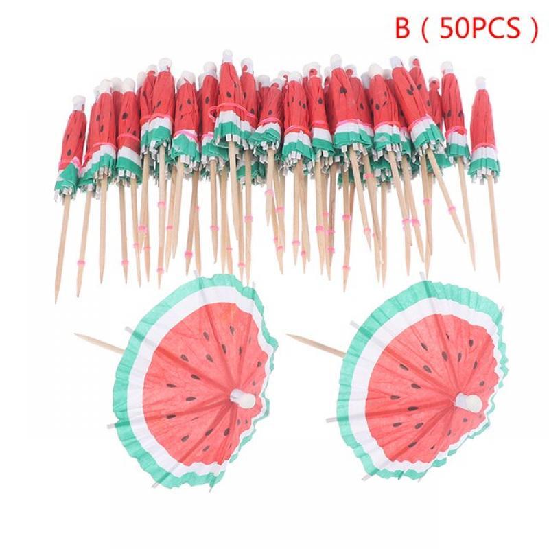 10/20/50PCS Cocktail Umbrellas Stick Decorative Picks Fruit Cupcake Dessert Buffet Cocktail Parasols Drink Picks Party Tableware