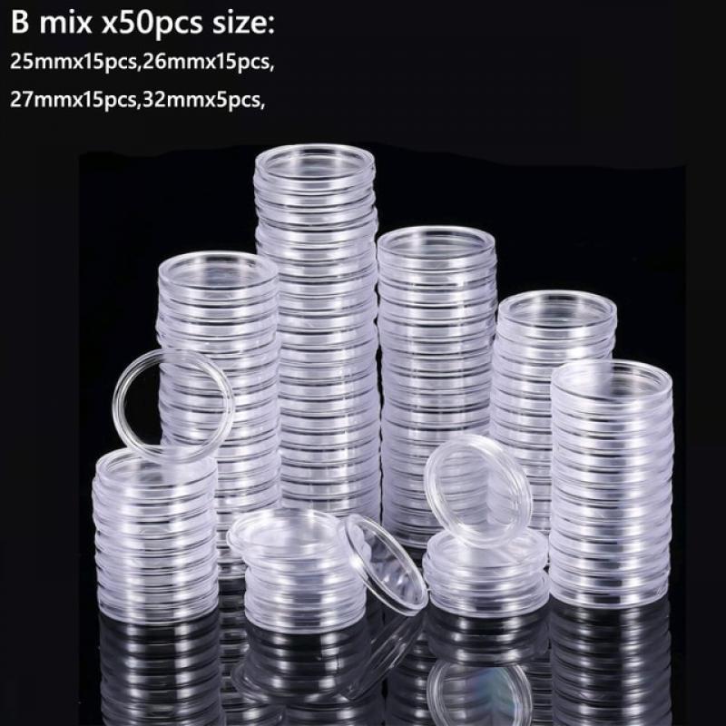 10/100pcs 21-45mm Transparent Plastic Coin Holder Coin Collecting Box Case for Coins Storage Capsules Protection Boxes Container