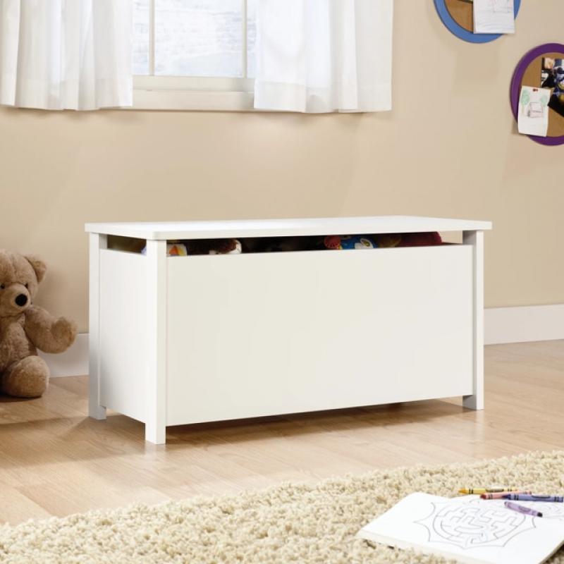 Beginnings Hinged Safety Top Wooden Toy Chest/Bench, Soft White Finish Storage Box  Closet  Storage Bins