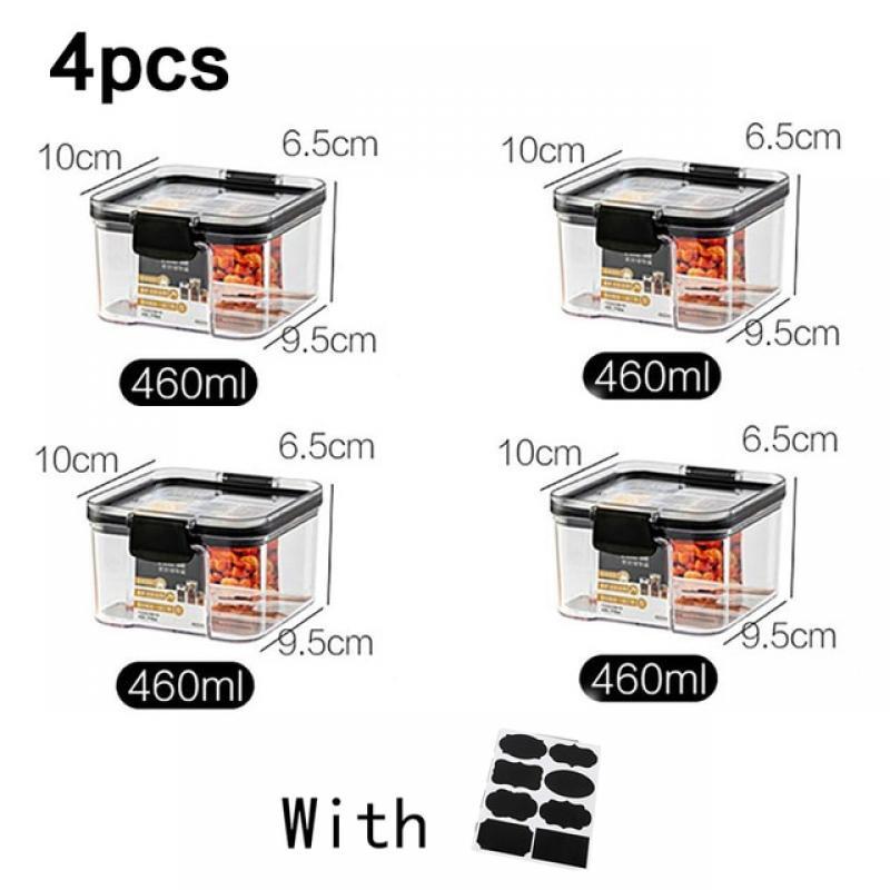 PET Food Containers set Storage Box 460-1800ml Transparent Stackable Dry Kitchen Spaghetti Noodles Sealed Containers jar