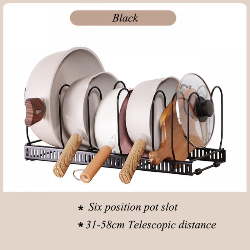 Multifunctional Telescopic Storage Rack Pot Cover Storage Cabinet Adjustable Multi-layer Pot Organizer Rack Kitchen Accessories
