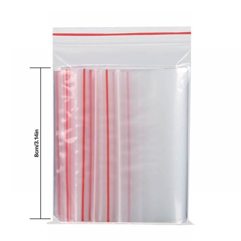 100pcs/pack Resealable Zip Lock Bags Self Seal Clear Plastic Poly Bag Food Storage Package Reclosable Vacuum Fresh Bag