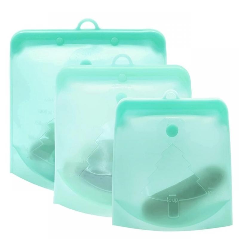 PULISI Silicone Reusable Food Bag 1 Piece 1500ml 50oz Leakproof Containers Reusable Fresh Bag Food Storage Bag Freezer Bag Snack