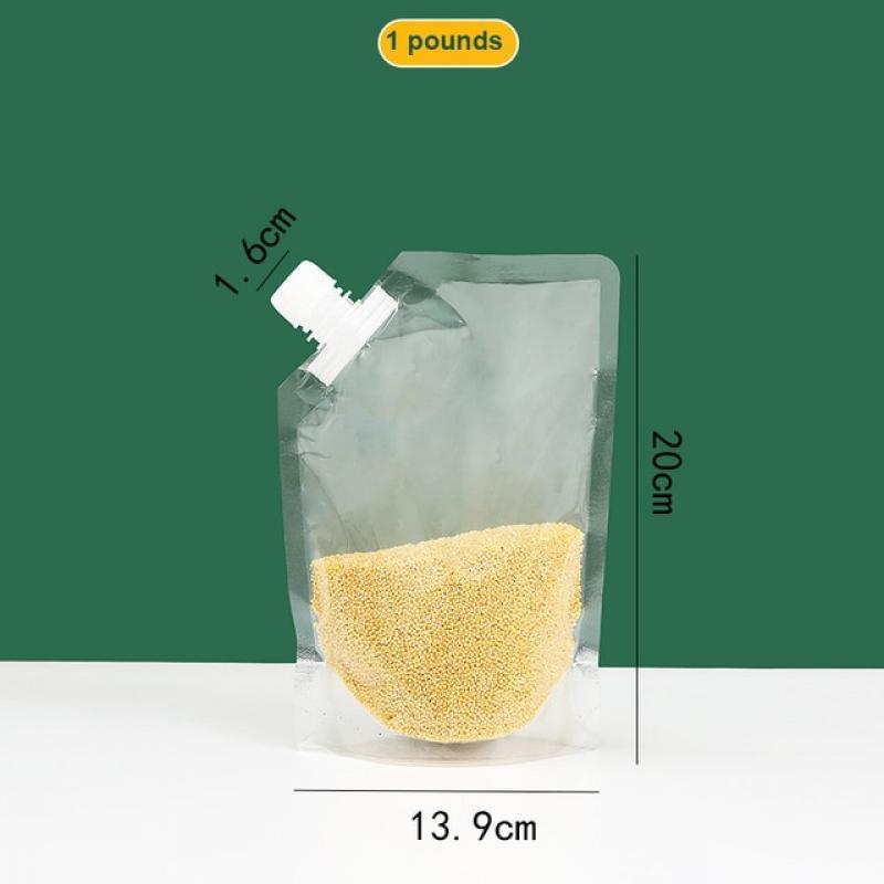 Grains Storage Packaging Bag Rice, Wheat, Bean Food Moisture Resistant Portable Nozzle Transparent Sealing Bag Plastic Bags