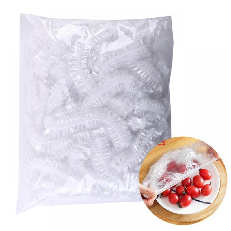 50pcs Disposable Food Cover Saran Wrap Grade Elastic Food Lids Kitchen Frige Fruit Bowl Storager Fresh Keeping Plastic Saver Bag