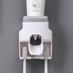 1pc Toothbrush Holder Set Toothpaste Dispenser Wall Mount Stand Bathroom Accessories Set Rolling Automatic Squeezer