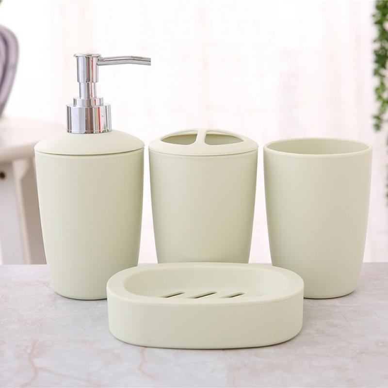 Bathroom Accessories Set 4PCS Soap Dispenser Bottle Dish Washroom Toothbrush Holder Cup Suit Home Decoration