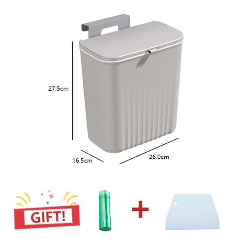 JYPS 7/9L Hanging Trash Can For Kitchen Large Capacity Kitchen Recycling Garbage basket Bathroom Wall Mounted Trash Bin with lid