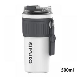 FEIJIAN 500ML Coffee Thermos Portable Thermos Car Mounted Coffee Cup With Lifting Rope Leak-Proof Non-Slip