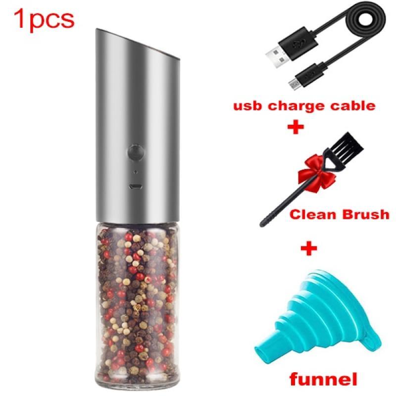 BEEMAN Automatic Salt Pepper Grinder Electric Spice Mill With LED Lamp Adjustable Coarseness Kitchen Tools Grinding For Cooking