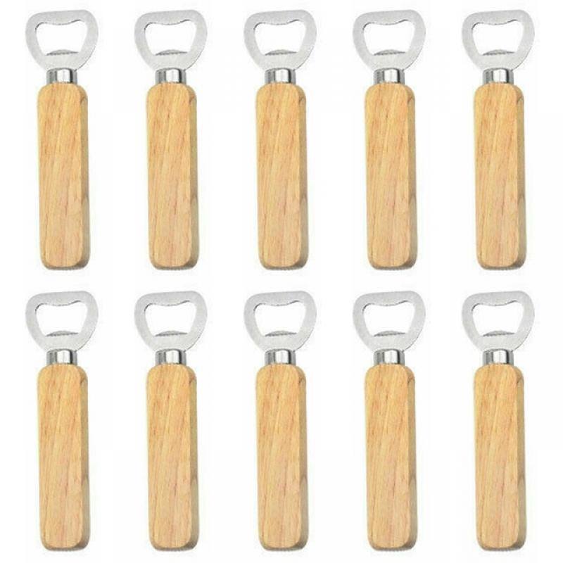 10Pcs Wooden Bottle Openers Handle Comfortable Beer Bottle Openers  For Bar Party Supplies Kitchen Gadgets Destapador De Cerveza