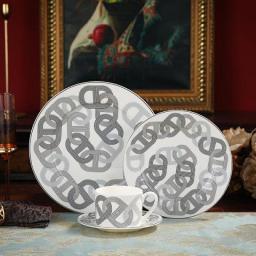 New Bone China Tableware Household Plate And Bowl Set European Court Luxury Modern Western Tableware Set