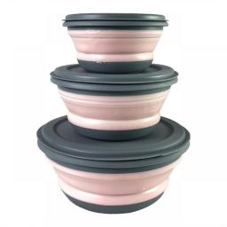 3pcs/set Portable Silicone Folding Bowl Telescopic Collapsible Salad Dish Food Bowl For Kitchen Outdoor Camping Tableware