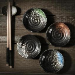4pcs Japanese Style Ceramic Seasoning Dishes Sauce Vinegar Saucer Bowl Sushi Dipping Plates Kitchen Tableware