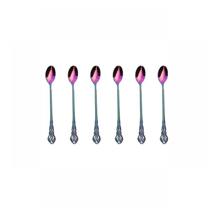 6pcs Stainless Steel Cutlery Set Gold Dinnerware Royal Tea Spoon Forks Knives Kitchen Western Dinner Silverware Tableware Gift