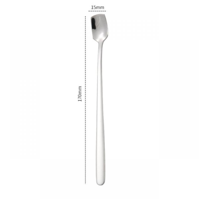 1PC Square Head Coffee Stirring Spoons Stainless Steel Long Handle Colorful Teaspoon  Dessert Scoops Tableware Kitchen Utensils