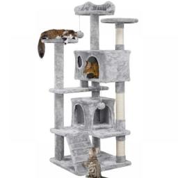 SMILE MART 54.5“ Double Condo Cat Tree With Scratching Post Tower