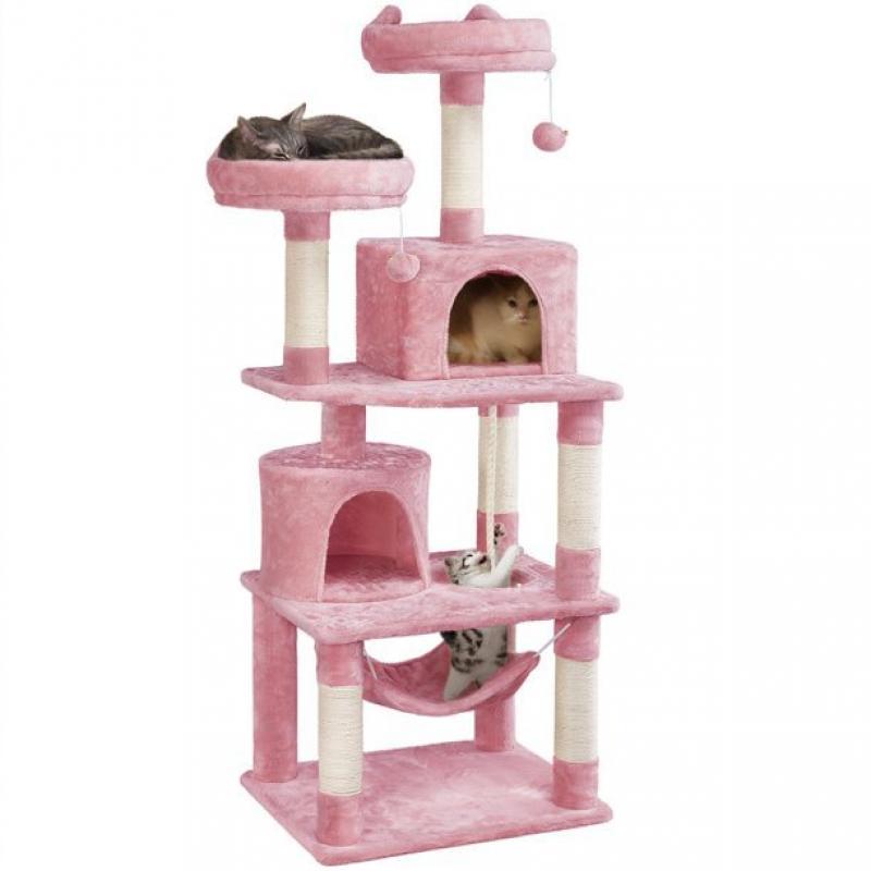 62.2" Double Condos Cat Tree and Scratching Post Tower