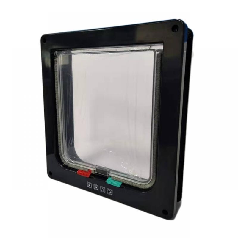 Smart Pet Door 4 Way Locking Security Lock ABS Plastic Dog Cat Flap Door Controllable Switch Direction Doors Small Pet Supplies