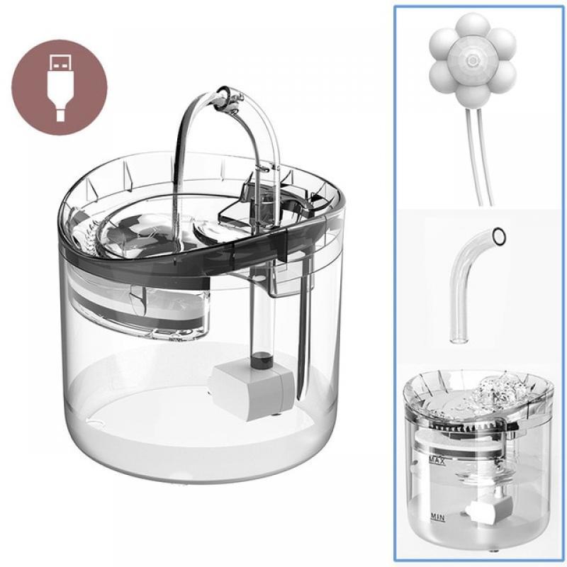 2L Automatic Cats Water Fountain With Faucet Dogs Feeder Transparent Water Fountain Cat Pet Drinker Smart Sensor Drink Feeder