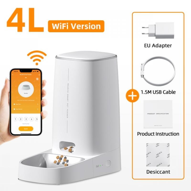 ROJECO WiFi Automatic Cat Feeder Pet Smart Cat Food Kibble Dispenser Remote Control Auto Feeder For Cat Dog Dry Food Accessories