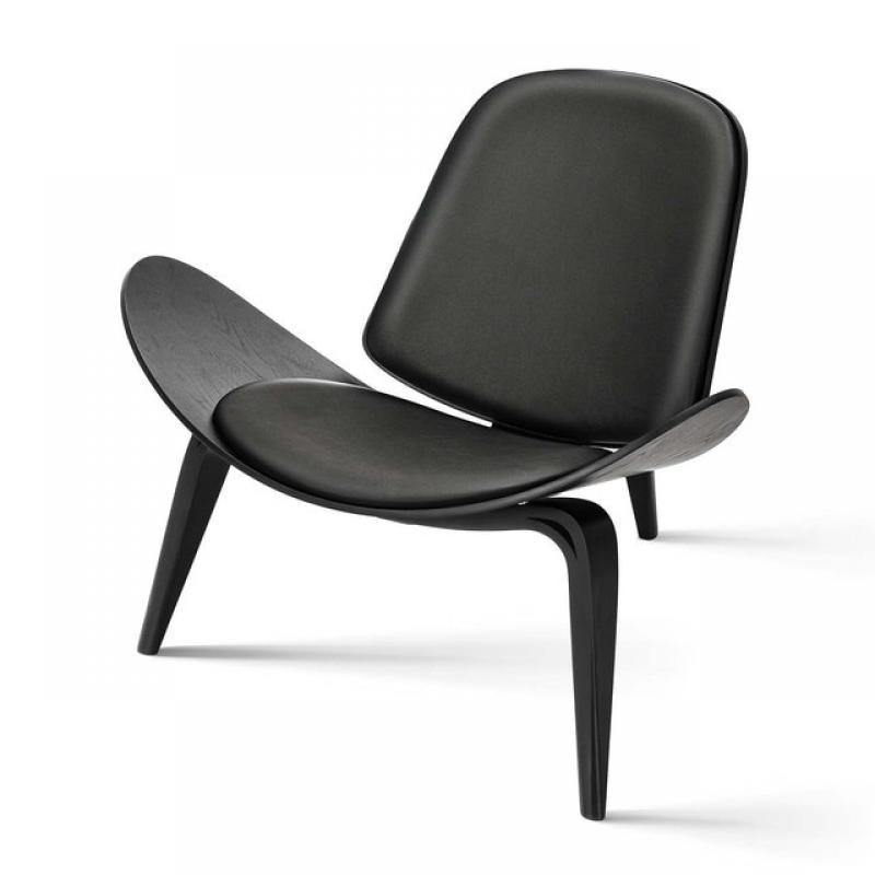 Nordic Three-Legged Shell Chair Simple sofa Faux Leather Lounge chair Armchair Living Room Office Furniture