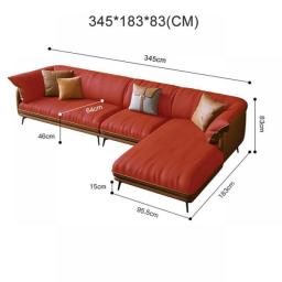 Modern Minimalist Living Room Leather Sofa  Apartment Furniture Set Combination Wtih Customzied Color