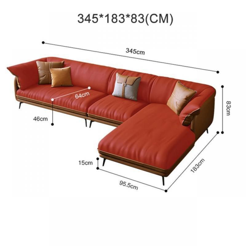 Modern Minimalist Living Room Leather Sofa  Apartment Furniture Set Combination Wtih Customzied Color