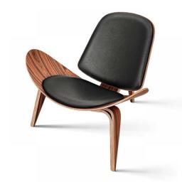 Modern Three-Legged Shell Chair Simple Sofa Faux Leather Lounge Chair Armchair Living Room Bedroom Office Furniture Dropshipping