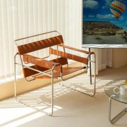 K-STAR Lazy Sofa Vasili Chair Ins Nordic Saddle Leather Single Chair Stainless Steel Casual Single Sofa Chair Casual Chair 2023